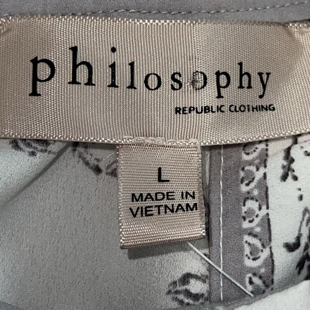 Philosophy Grey Ivory Pink Floral Sleeveless Crew Neck Mini Dress Large Lined - Picture 6 of 10